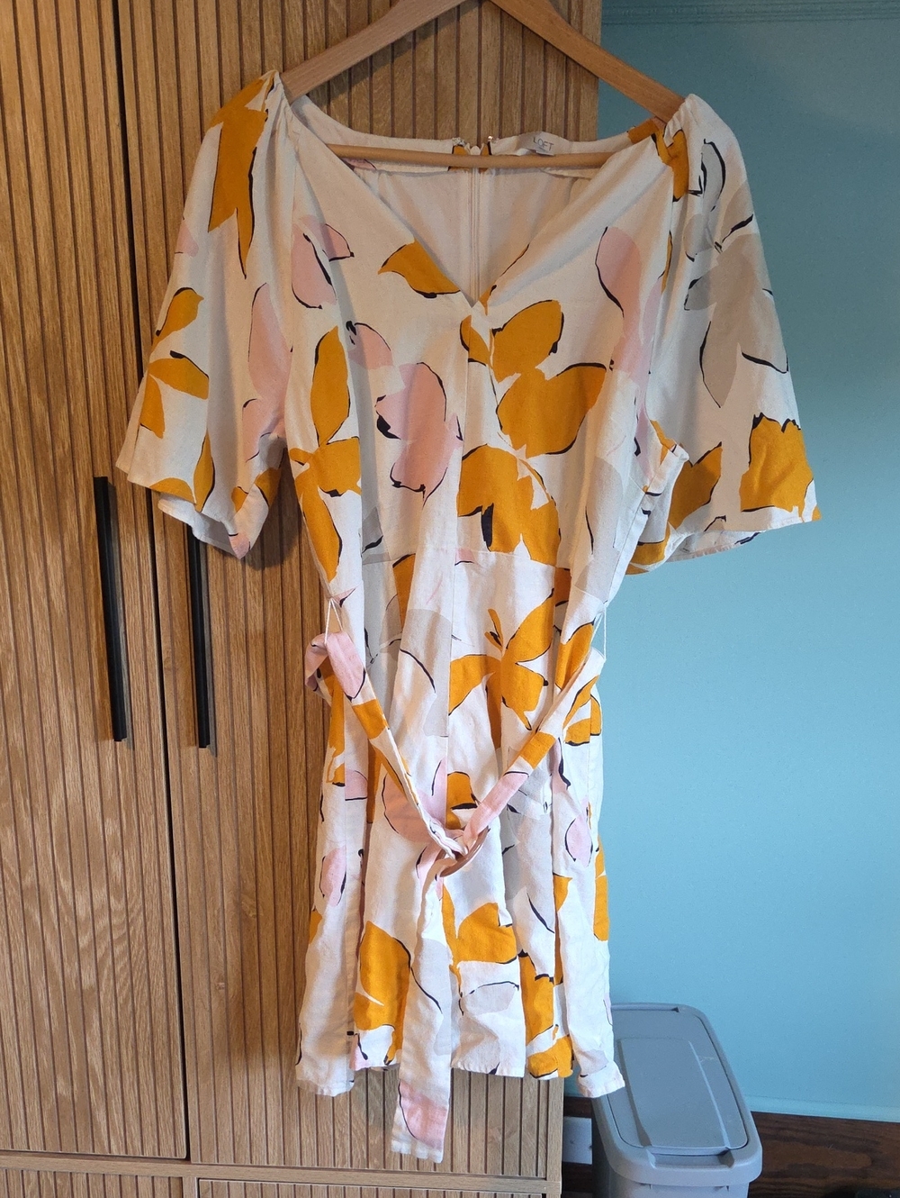 LOFT White Floral Belted Dress - Size 12